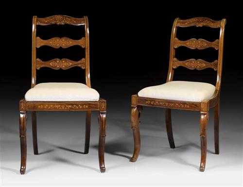 Appraisal: PAIR OF CHAIRS Charles X Paris circa Mahogany and lemonwood