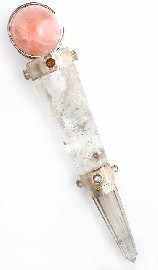 Appraisal: A sterling silver rock crystal and rose quartz wand in