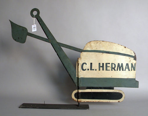 Appraisal: Sheet iron steam shovel weathervane early th c h w