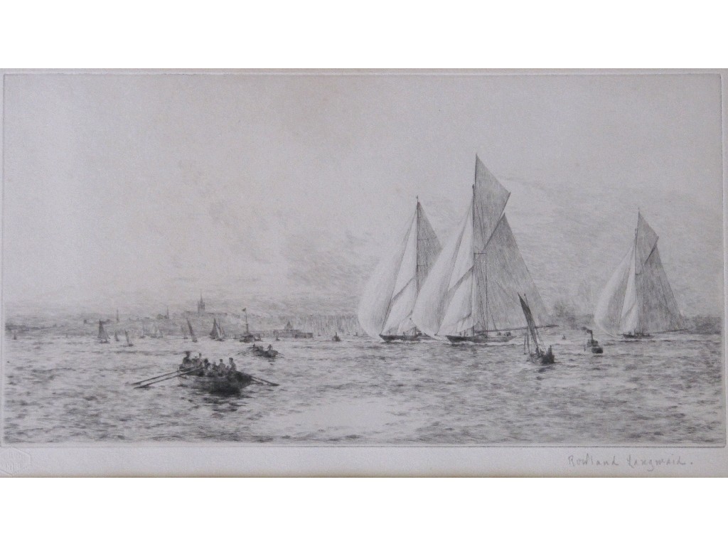 Appraisal: ROWLAND LANGMAID - Drypoint 'Off Ryde' signed in pencil x