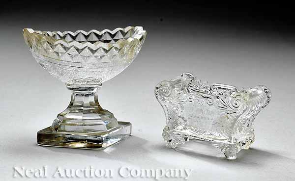 Appraisal: Two American Clear Glass Salts mid- th c one Boston