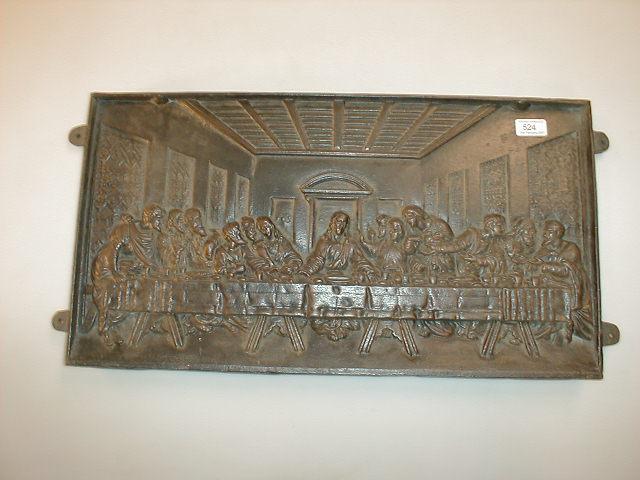 Appraisal: A cast bronze relief plaque of the last supper x