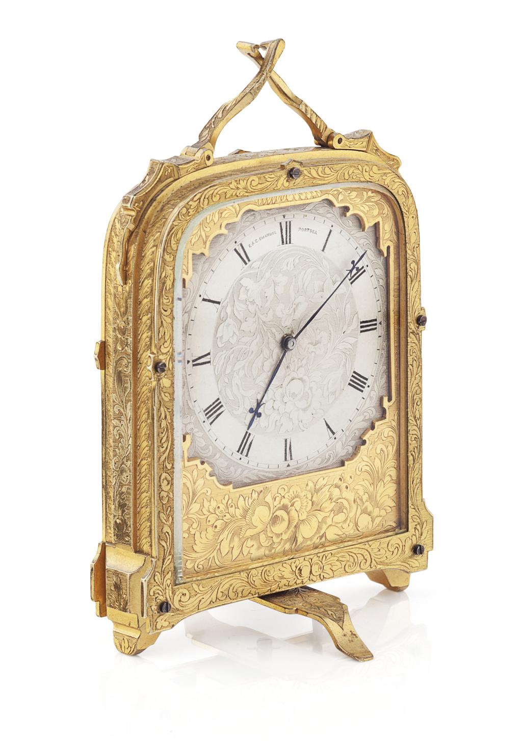 Appraisal: VICTORIAN GILT BRASS STRUT CLOCK IN THE MANNER OF THOMAS