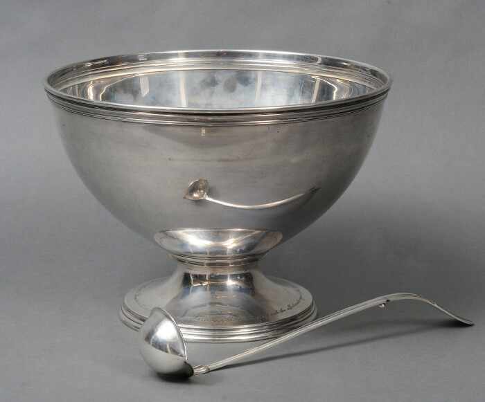 Appraisal: TIFFANY CO STERLING PRESENTATION PUNCH BOWL AND LADLE The bowl