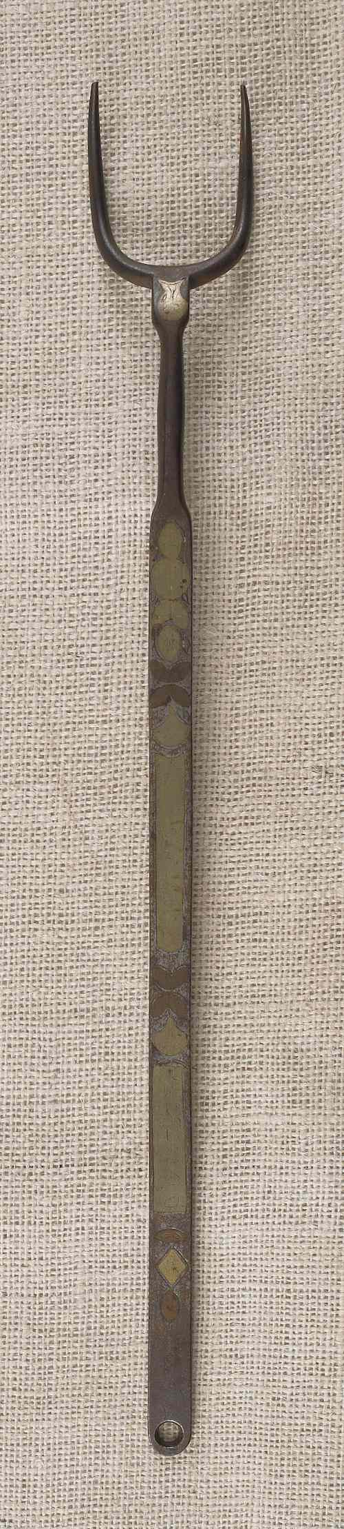 Appraisal: Copper and brass inlayed flesh fork early th c l