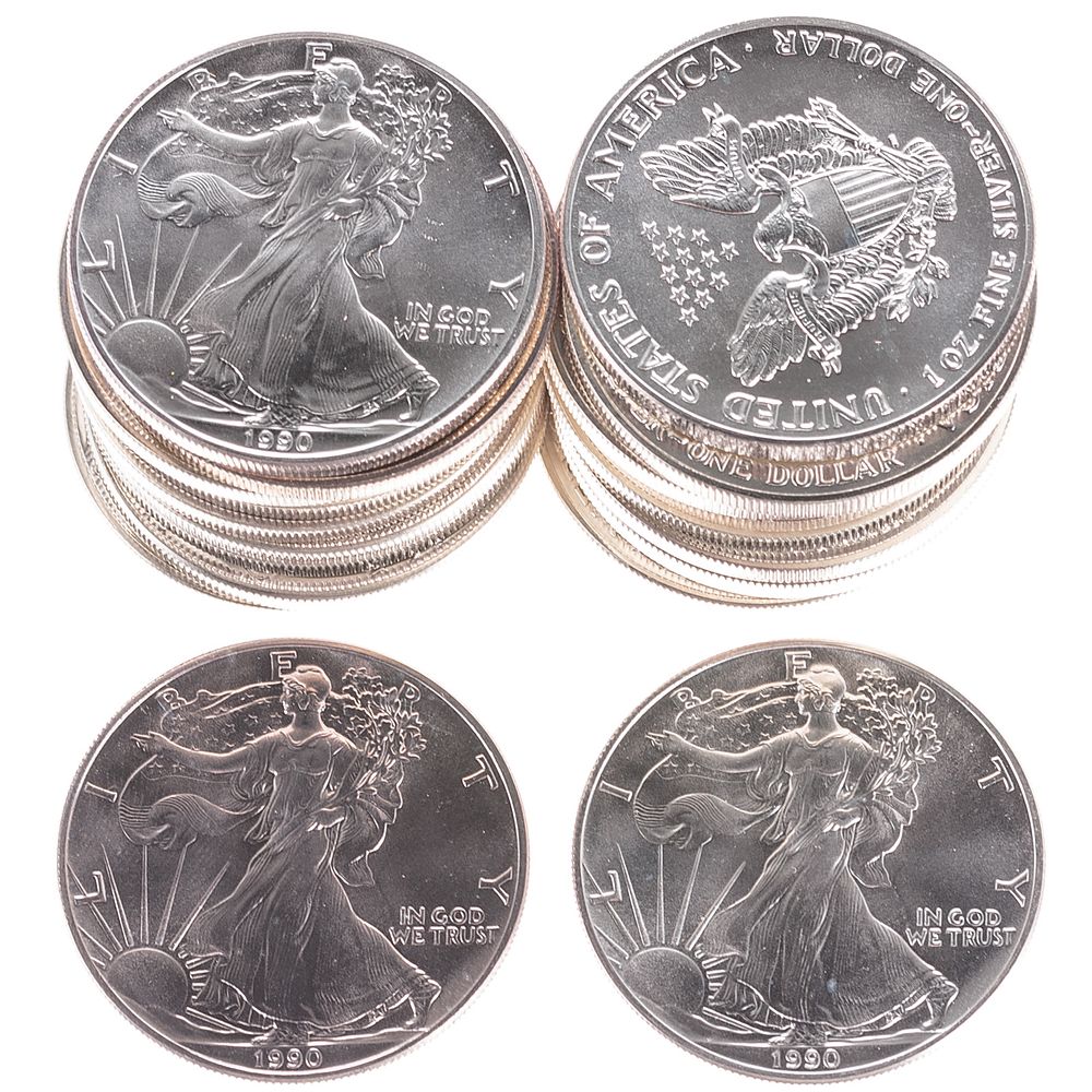 Appraisal: One Roll BU Silver American Eagles In original mint tube