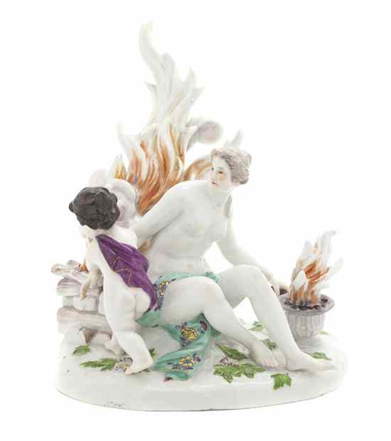 Appraisal: A Meissen Porcelain Figural Group Emblematic of Fire the maiden