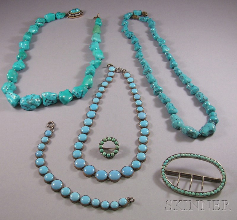 Appraisal: Group of Turquoise Jewelry including two necklaces one with a