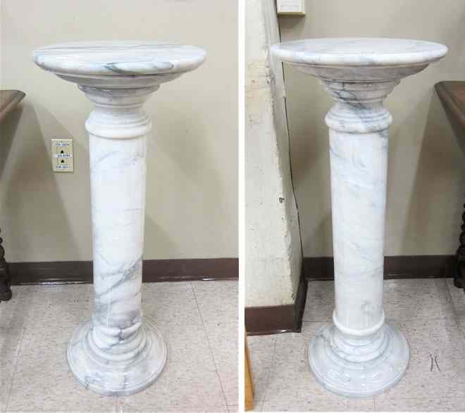 Appraisal: A PAIR OF CARRARA MARBLE PEDESTALS both of solid gray