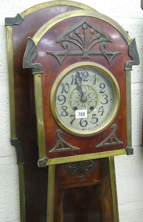 Appraisal: Unusual Secessionist mahogany eight day longcase clock the silvered circular