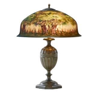 Appraisal: PAIRPOINT Table lamp with forest PAIRPOINTTable lamp Berkeley shade with