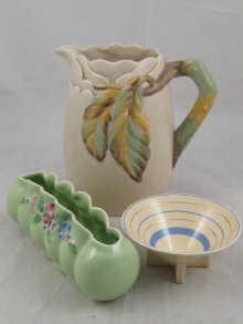 Appraisal: Clarice Cliff a green posy trough cm long Newport Pottery