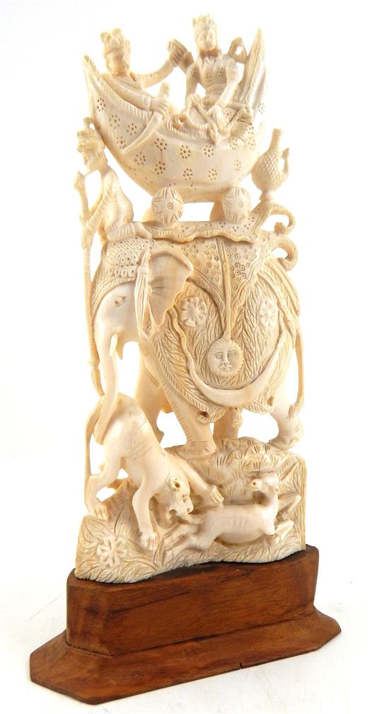 Appraisal: ASIAN Early th C Indian carved ivory depicting figural wedding