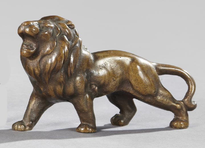 Appraisal: Continental Gold-Patinated Bronze Figure of a Roaring Lion first quarter