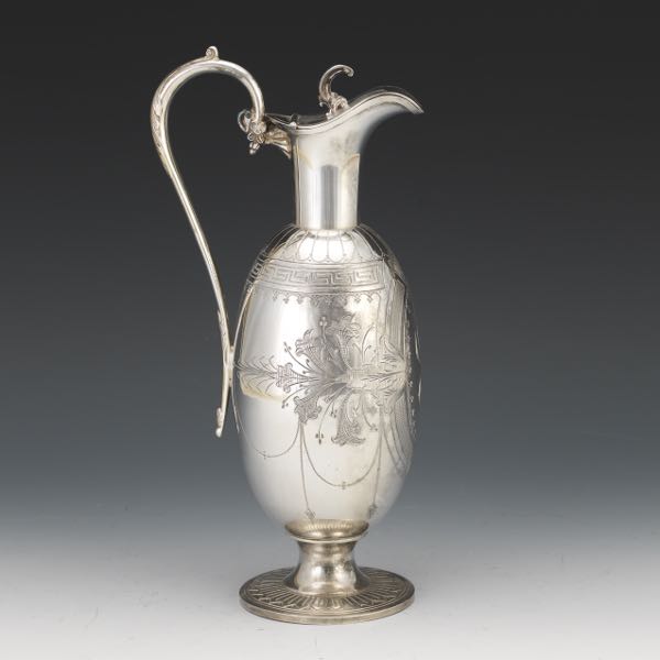 Appraisal: RENAISSANCE REVIVAL SILVER PLATED CLARET JUG Ovoid silver plated claret