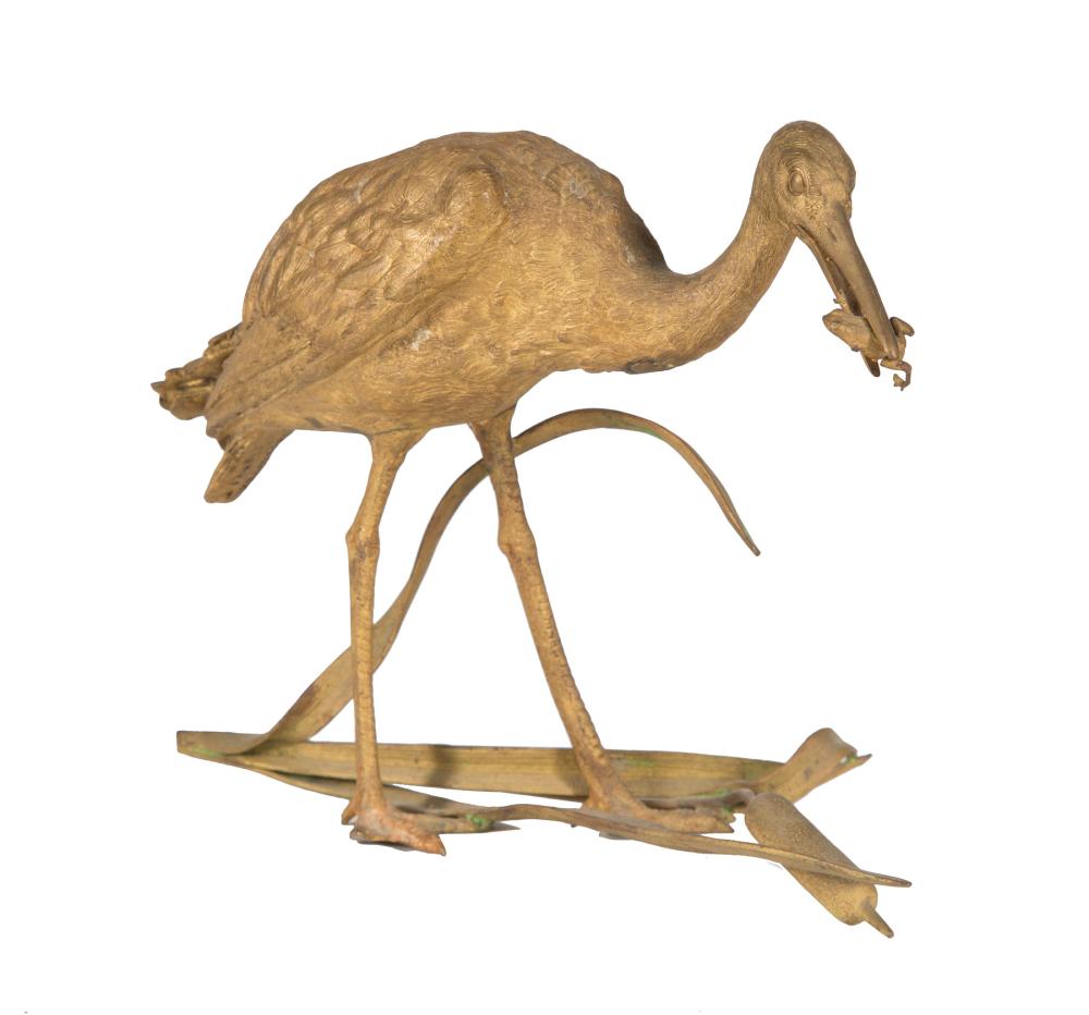 Appraisal: Austrian Gilt Bronze Figure of a Heron c Franz Bergman