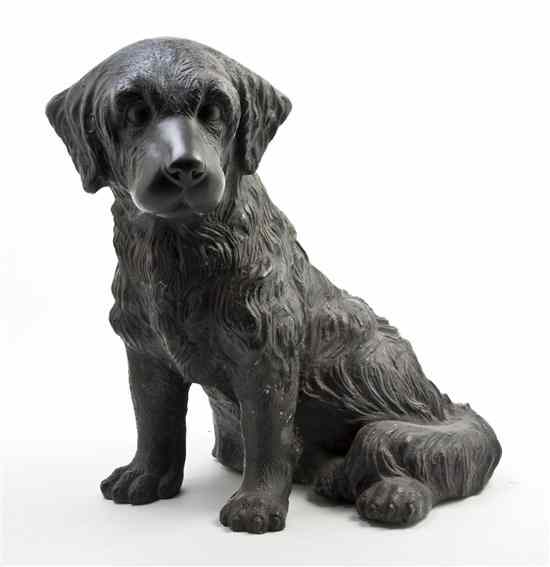 Appraisal: A Cast Metal Animalier Figure depicting a seated retriever Height