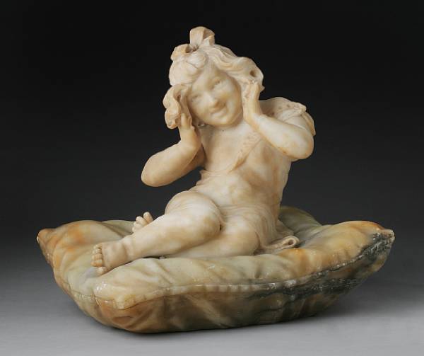 Appraisal: An Italian alabaster figure of a girl Iledebrando Bastiani Italian