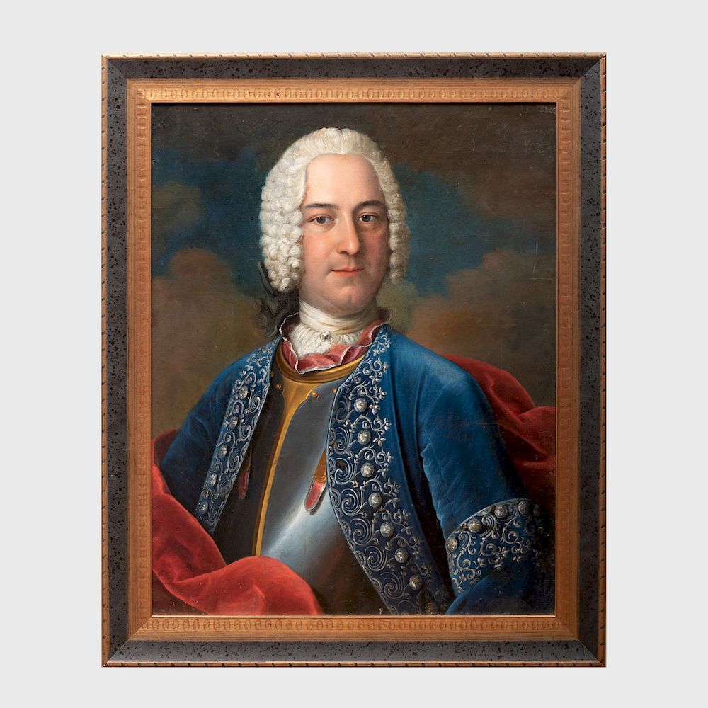 Appraisal: European School Portrait of a Gentleman in Military Costume Oil