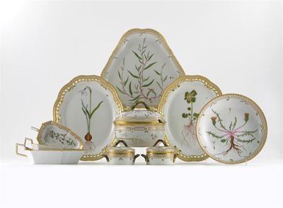 Appraisal: A Royal Copenhagen Flora Danica part service each piece finely