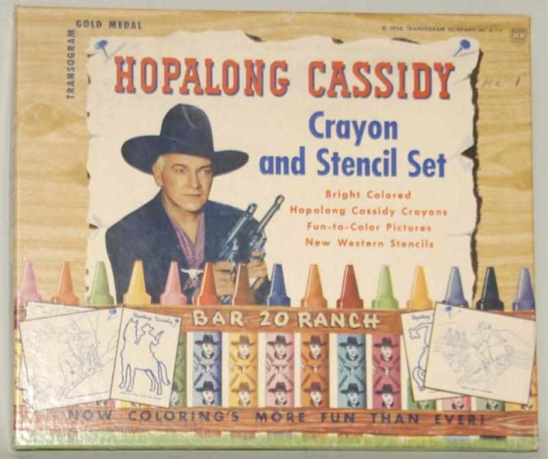 Appraisal: Vintage Hopalong Cassidy Crayon Stencil Set Includes original box Inside