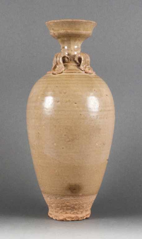 Appraisal: Chinese yellow-glazed earthenware vase in the Sung manner thin crackled