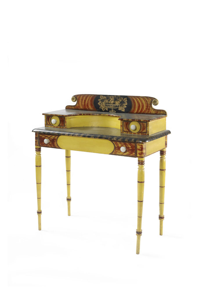 Appraisal: NEW ENGLAND SHERATON BOLDLY PAINTED AND STENCIL DECORATED DRESSING TABLE