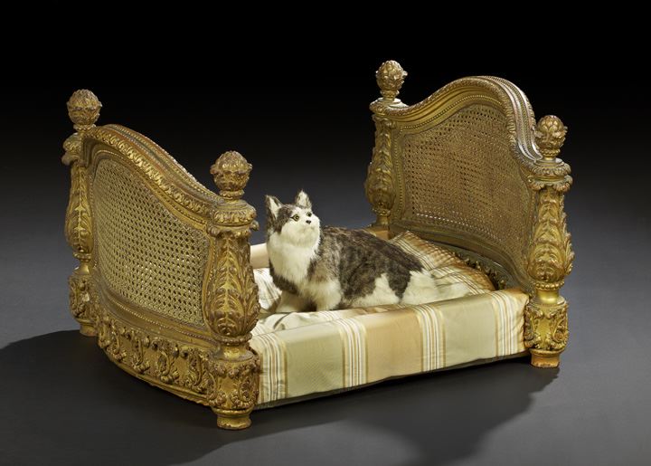 Appraisal: Opulent Carved Giltwood and Cane Pet Bed first quarter th