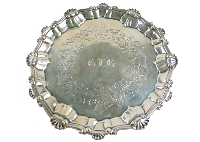 Appraisal: AN ENGLISH GEORGE III STERLING SILVER SALVER London - chased