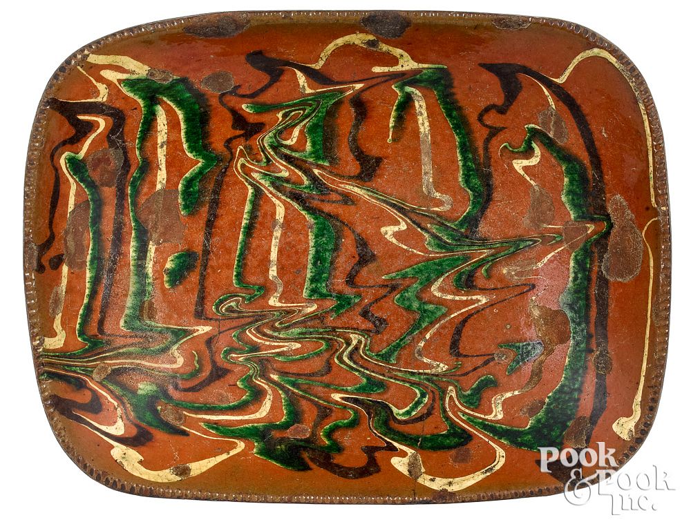 Appraisal: Philadelphia redware loaf dish th c Philadelphia redware loaf dish