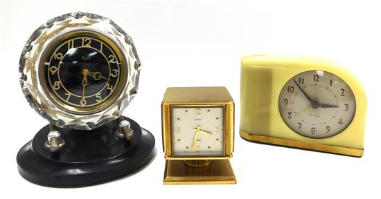 Appraisal: CLOCKS Three desk clocks Angelus Relide rotating combination clock Swiss