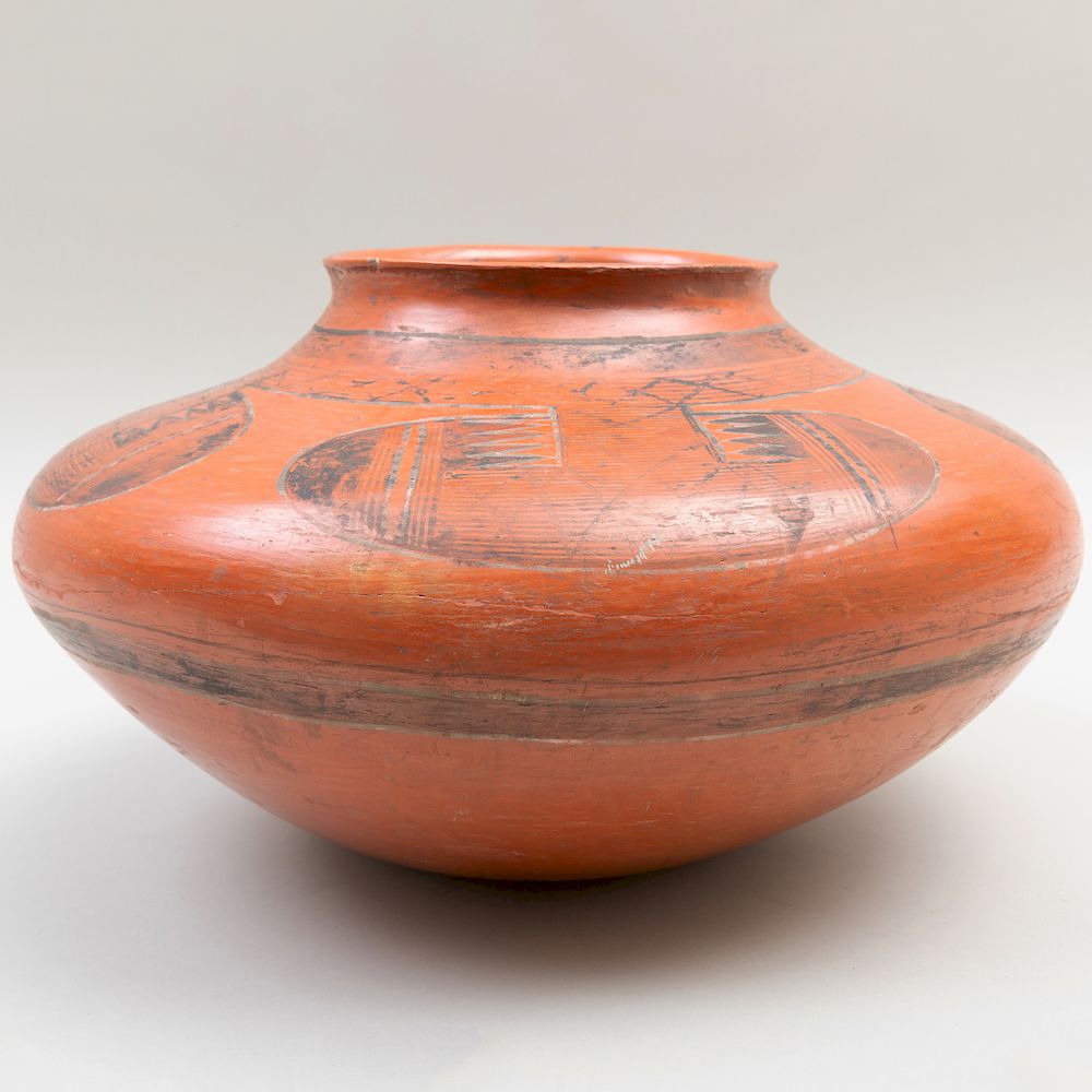 Appraisal: Hopi Polychrome Painted Redware Olla Signed and dated Nampeye Walpi