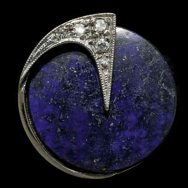 Appraisal: Art Deco Lapis Ring A K white gold art deco-style