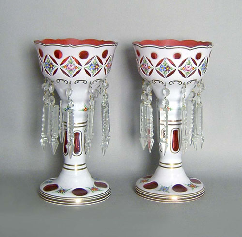 Appraisal: Pair of bohemian glass vases h