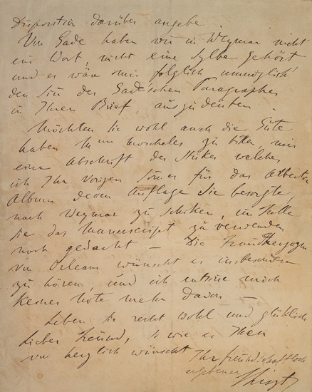 Appraisal: LISZT FRANZ Autograph Letter Signed FLiszt to an unnamed publisher