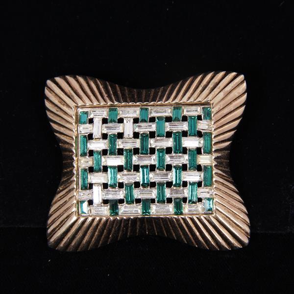 Appraisal: Trifari Baguette Woven Gold Wash Brooch Pin Possible glue residue