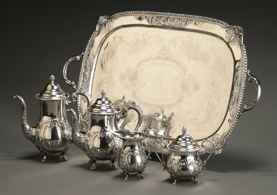 Appraisal: Durham Silver Co Sterling Four-Piece Coffee and Tea Service with