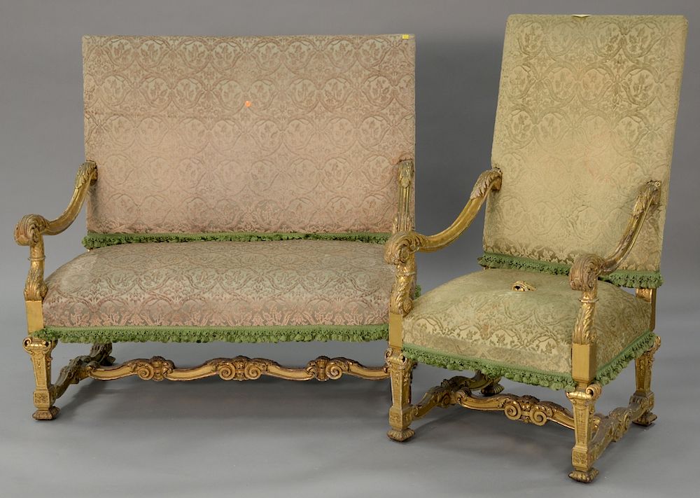 Appraisal: Two piece lot to include Louis XIV style loveseat and