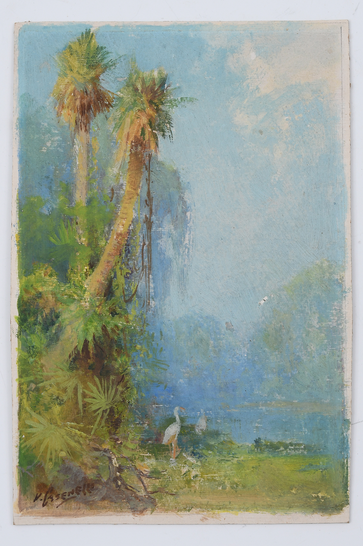 Appraisal: CASENELLI Victor American - Florida Lagoon with Egrets and Palms