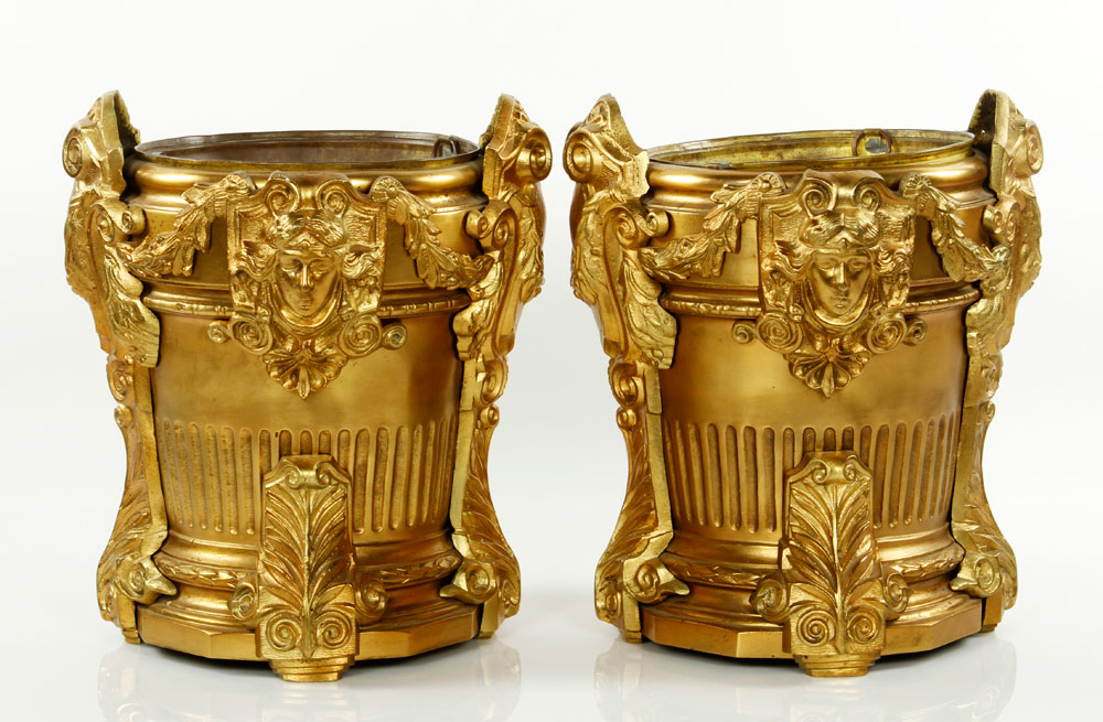 Appraisal: - Pair of Gilt Bronze Jardiniers Pair of jardiniers gilt