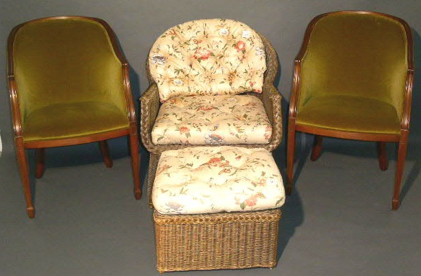 Appraisal: Pair of William Pitt chairs by Biggs covered in olive