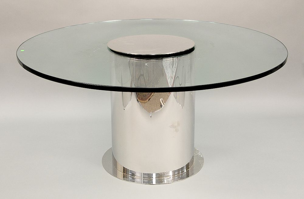 Appraisal: Paul Mayen for Habitat large polished aluminum drum table with