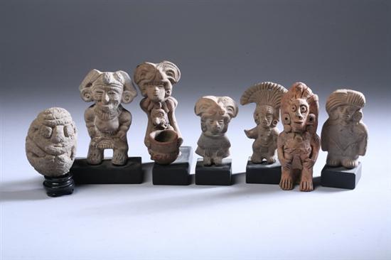 Appraisal: SIX PRE-COLUMBIAN TERRACOTTA FIGURES OF MEN Each standing wearing headdress