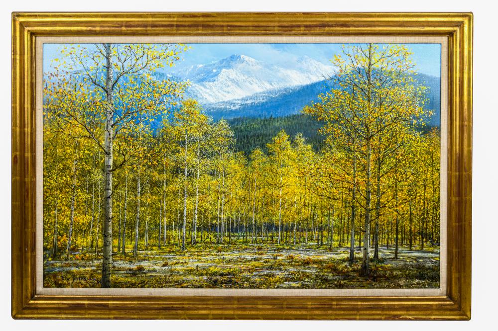 Appraisal: PETER ELLENSHAW - FALL LANDSCAPE WITH ASPENS oil on canvas