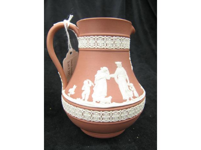 Appraisal: Wedgwood Salmon Jasperware Milk Pitcher classical scenes of maidens cherubs