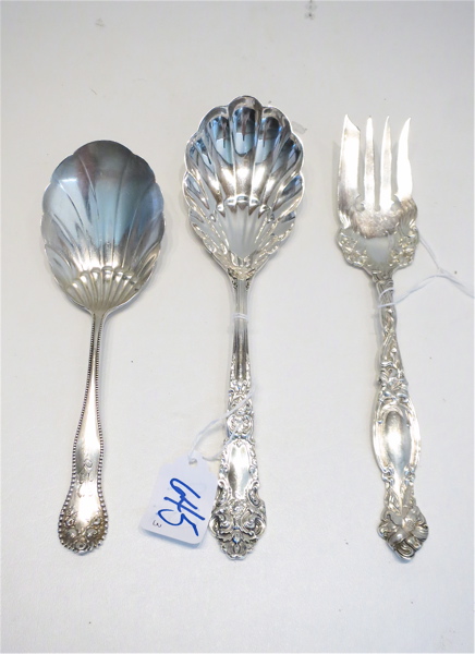 Appraisal: THREE STERLING SILVER FLATWARE SERVING PIECES Reed Barton French Renaissance