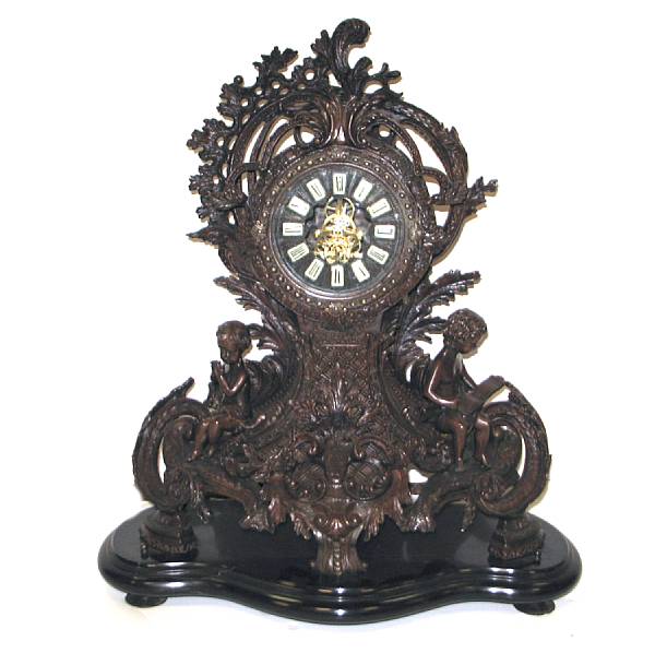 Appraisal: A Louis XV style bronze mantel clock height in width