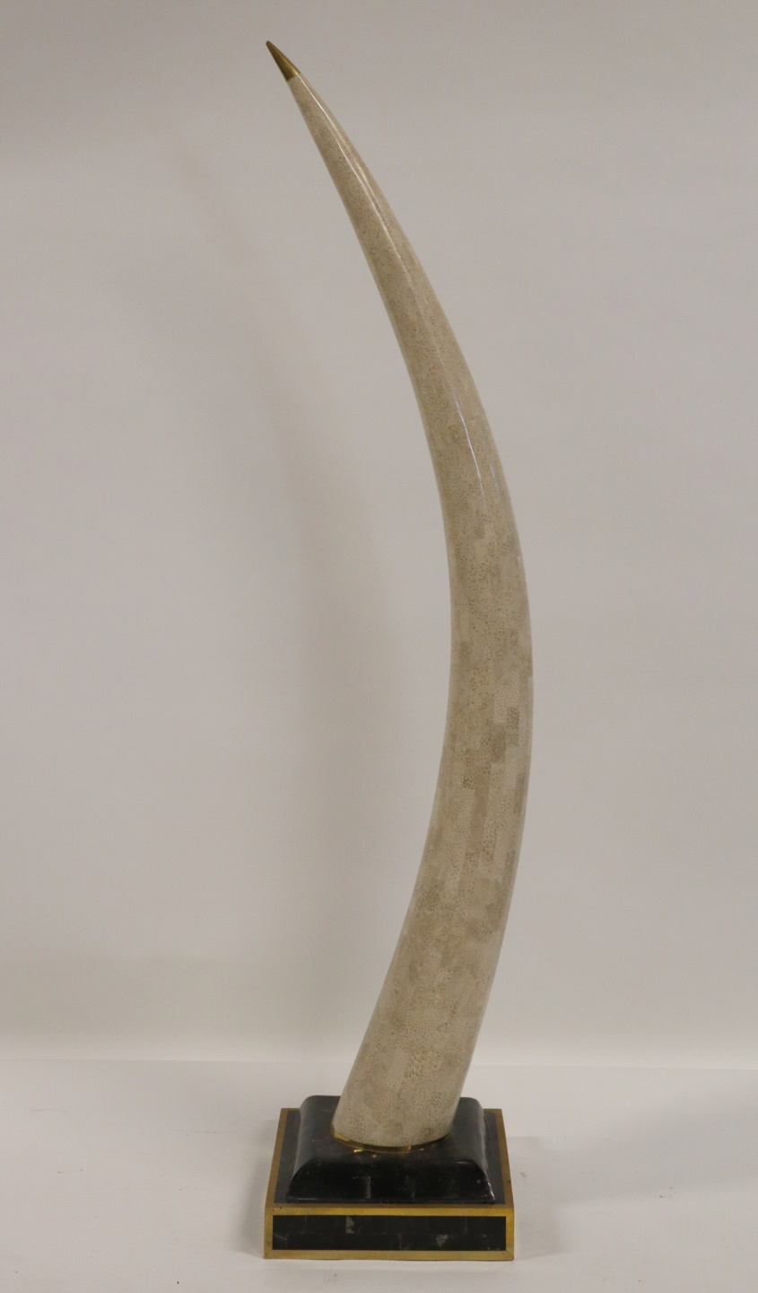 Appraisal: MAITLAND SMITH TESSALATED STONE TUSK WITH BRASS Trim Good large