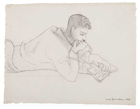 Appraisal: CARL SPRINCHORN Young Man Reading Pencil on cream wove paper