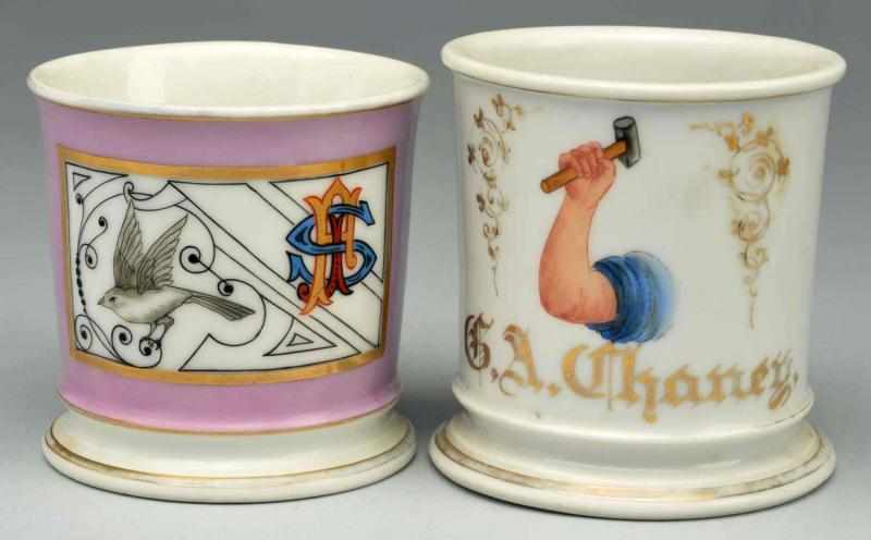 Appraisal: Lot of Shaving Mugs Includes one mug with a bird